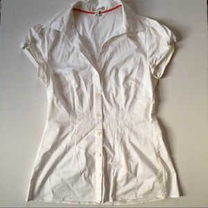 Banana Republic White Short Sleeved Button Up